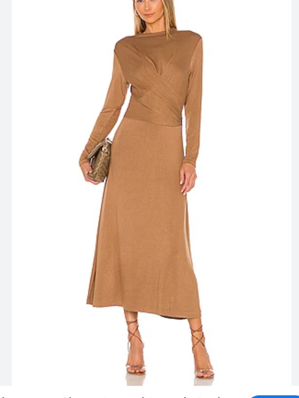 Vince Long Sleeve Draped Dress Dark Taupe NWT